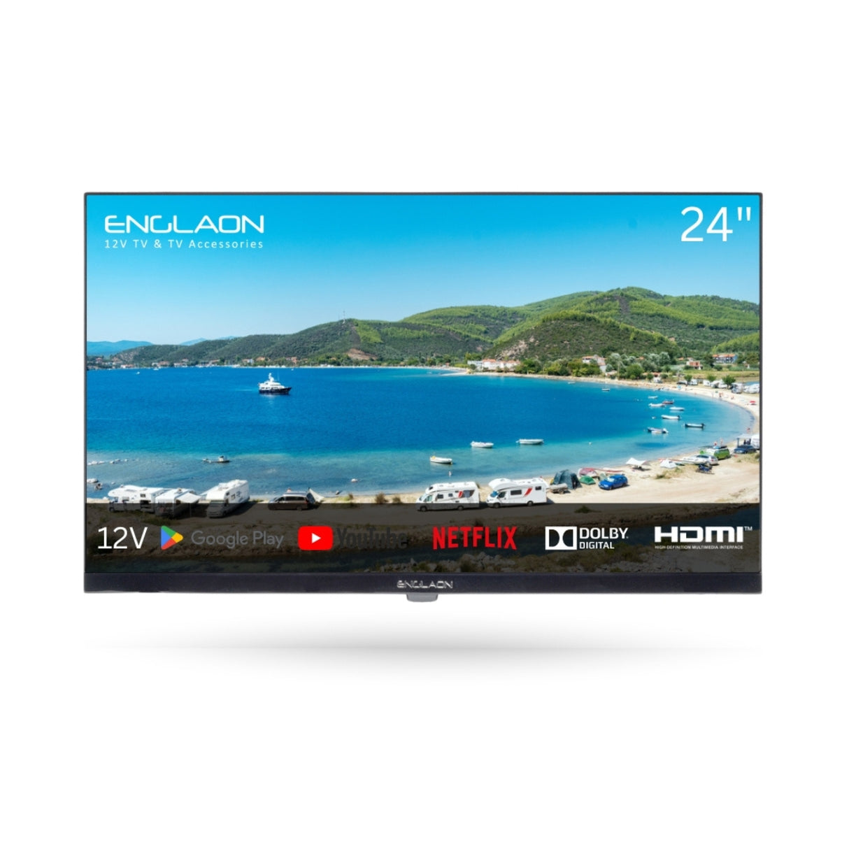 ENGLAON 24'' Full HD 12V Smart TV With Chromecast, Bluetooth & Google TV