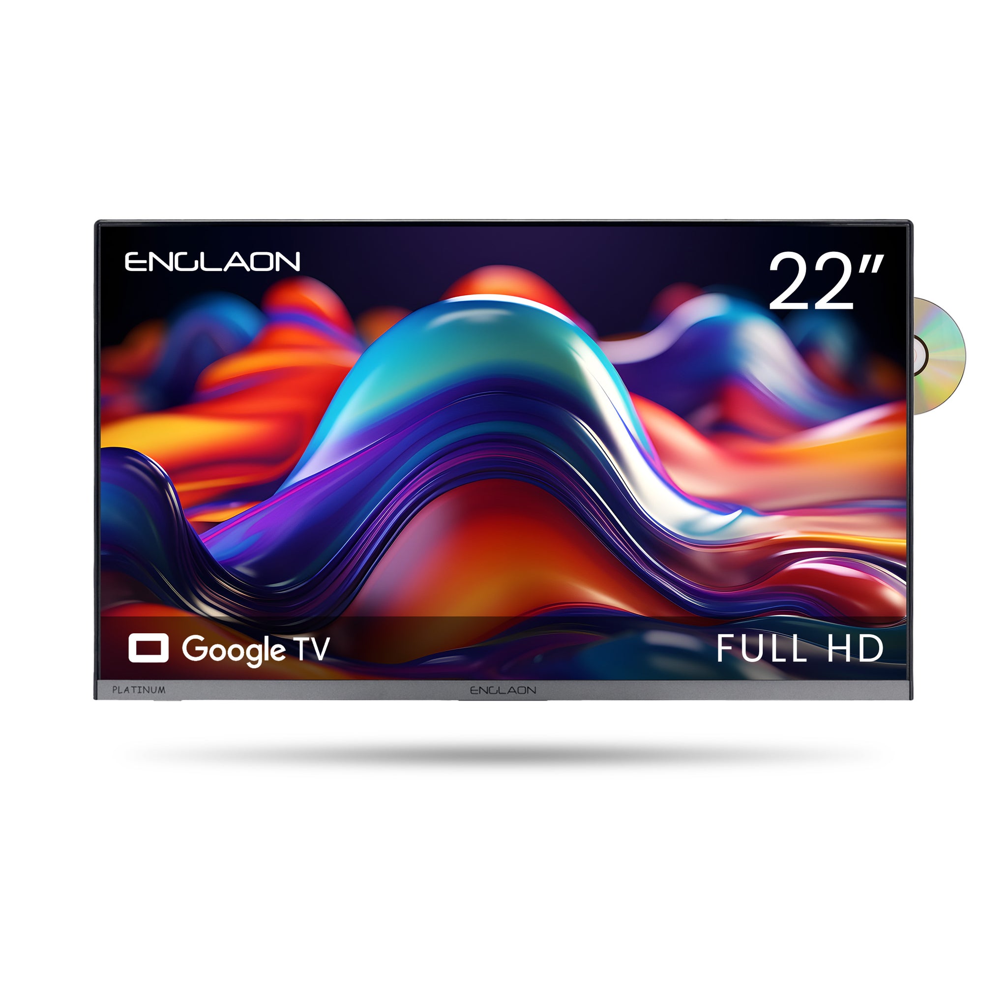 ENGLAON Frameless 22″ Full HD Google Smart 12V TV With Built-in DVD player and Chromecast